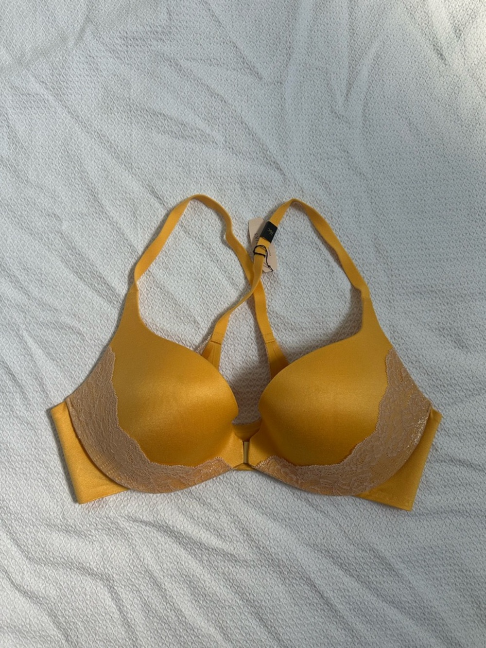 NWT Victoria’s Secret Push Up Racerback Bra 36C Mustard Yellow Lace